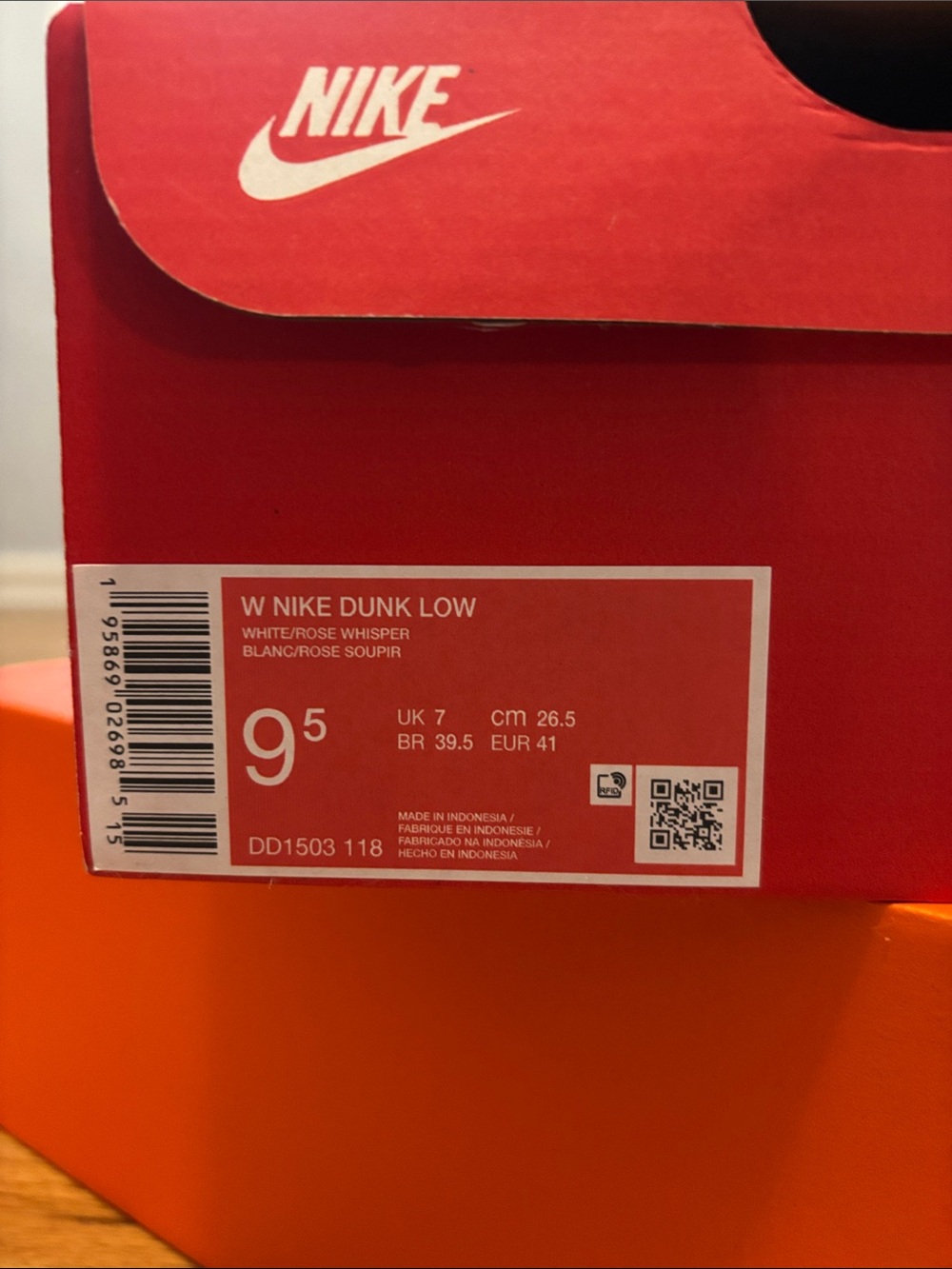 Nike Dunk Low Rose Whisper and White Casual Sneakers - Picture 2 of 10